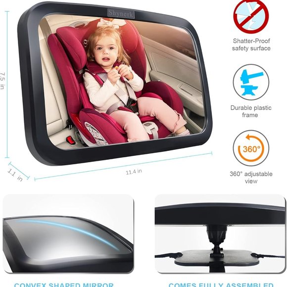Shynerk Baby Car Mirror, Safety Car Seat Mirror for Rear Facing Infant - Picture 3 of 6